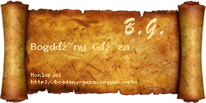 Bogdány Géza névjegykártya