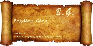 Bogdány Géza névjegykártya