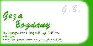 geza bogdany business card